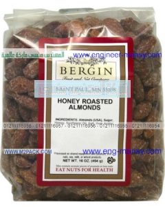 كيس بلاستيكي شفاف لتعبئة و تغليف لوز بالشيكولاتة من شركة مهندس منسي لأفضل أنواع الأكياس و الخامات